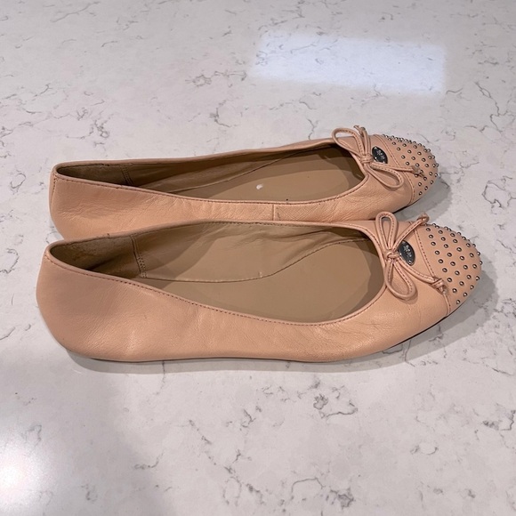 COACH Doreen Light Pink Leather Studded Ballet Flats Size 7 - Picture 5 of 12
